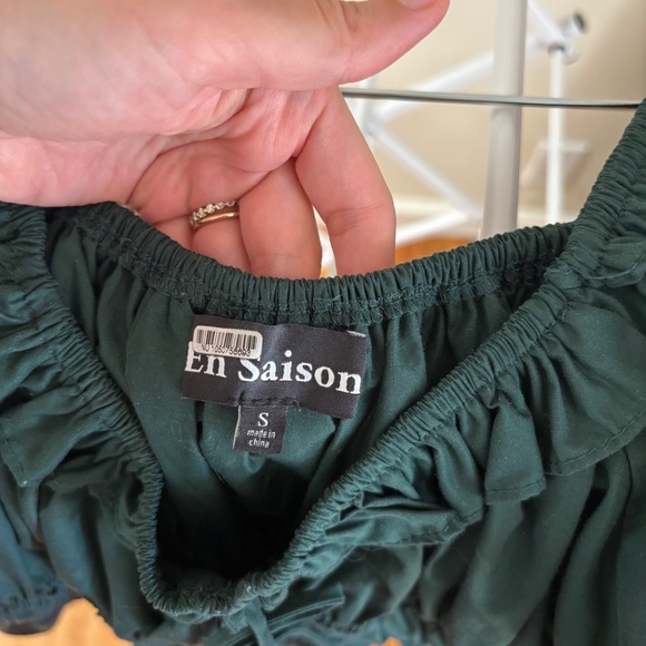 En Saison Poplin Blouse, dark green, size small - Picture 4 of 6